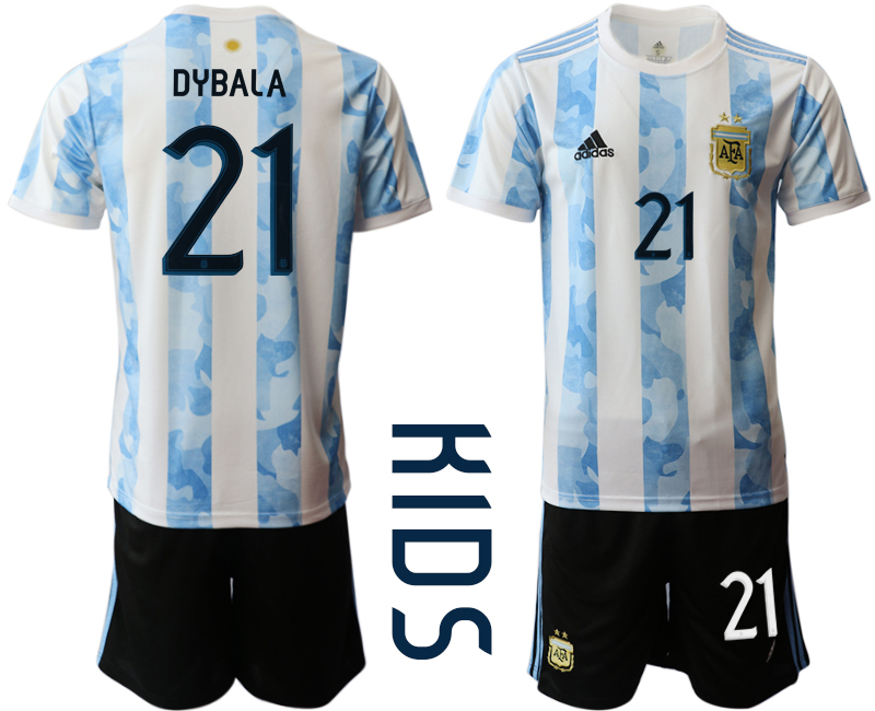 Cheap Youth 2020-2021 Season National team Argentina home white 21 Soccer Jersey1